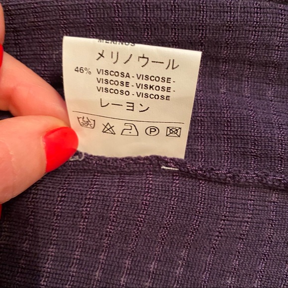 MISSONI SWEATER CARDIGAN PURPLE 3/4 SLEEVE Size 2 38 - Picture 9 of 9